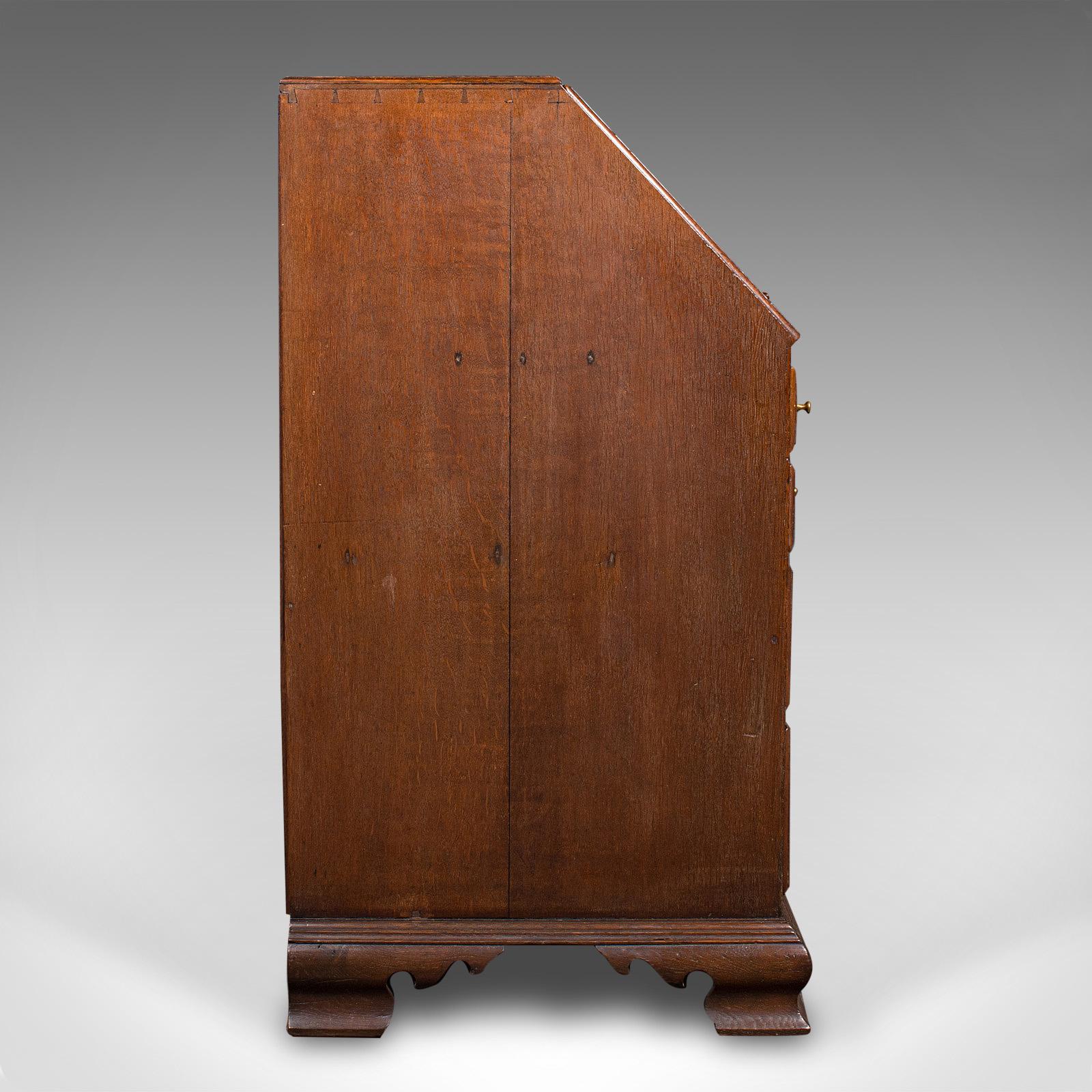 Large Antique Fall-Front Bureau, English, Oak, Writing Cabinet, Georgian, C.1780 For Sale 1