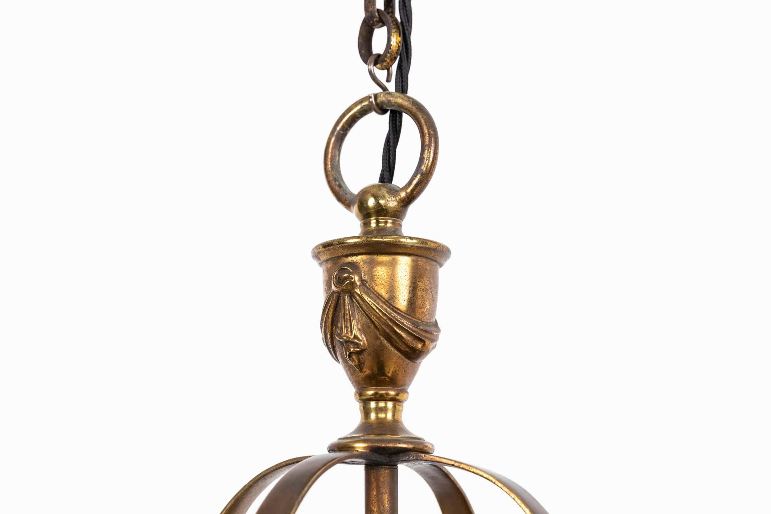 Inglese Large Antique Faraday & Son Glazed Brass Porch Hall Lantern Light Lamp. C.1920 in vendita