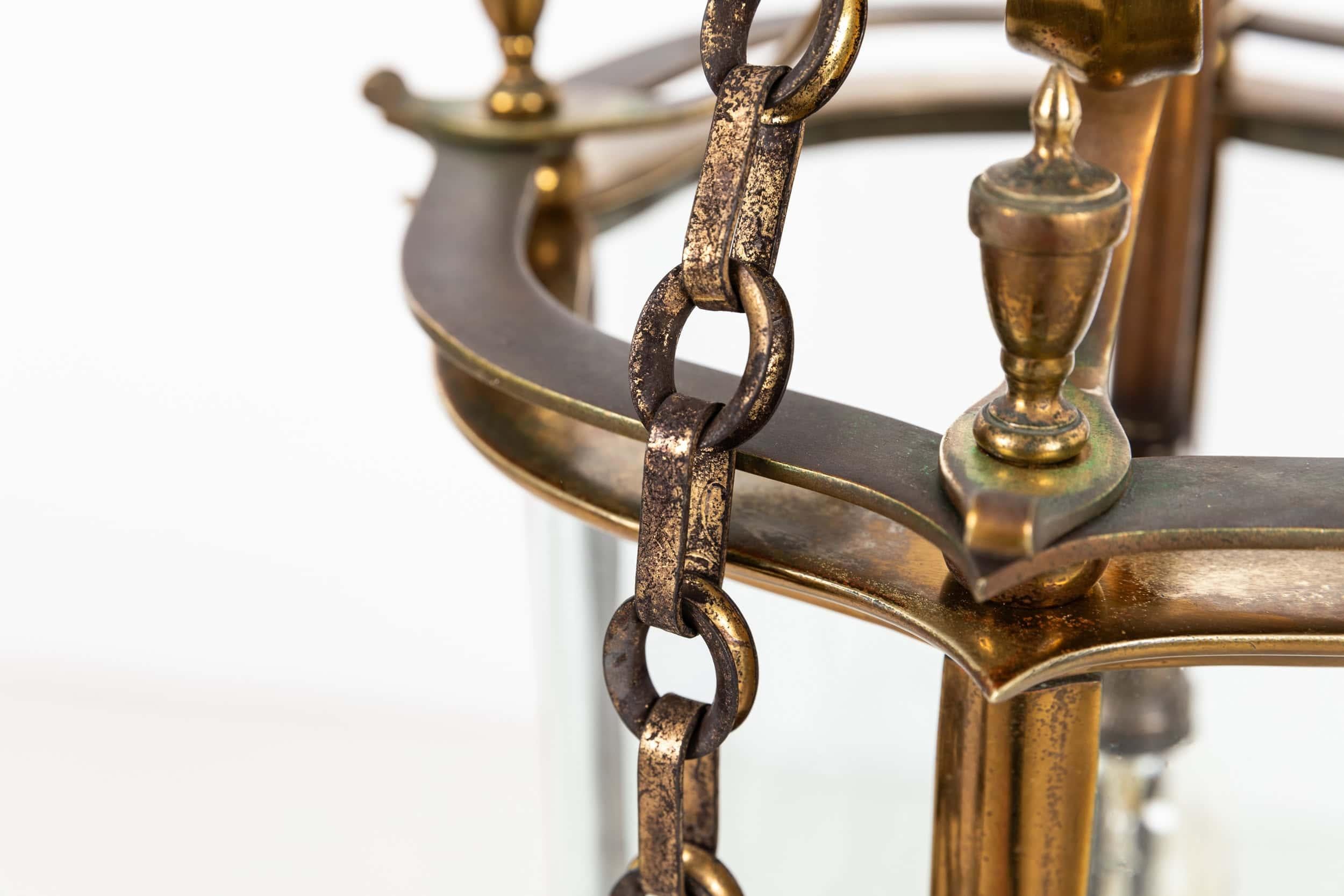 Large Antique Faraday & Son Glazed Brass Porch Hall Lantern Light Lamp. C.1920 in vendita 1