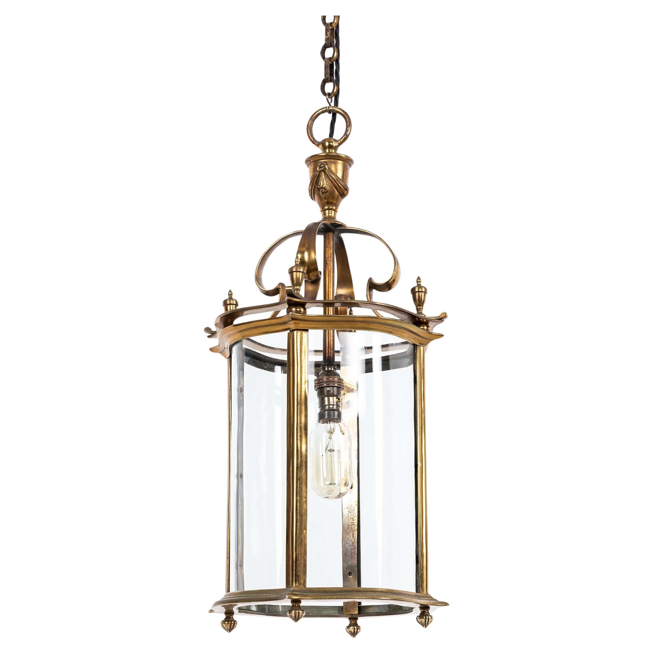 Large Antique Faraday & Son Glazed Brass Porch Hall Lantern Light Lamp. C.1920 in vendita