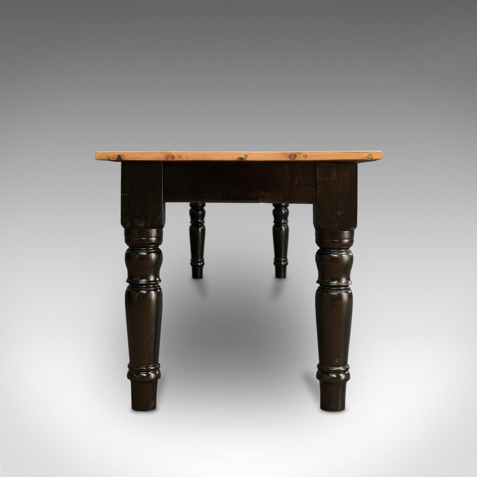 British Large Antique Farmhouse Dining Table, English, Pine, Kitchen, Victorian, C.1900