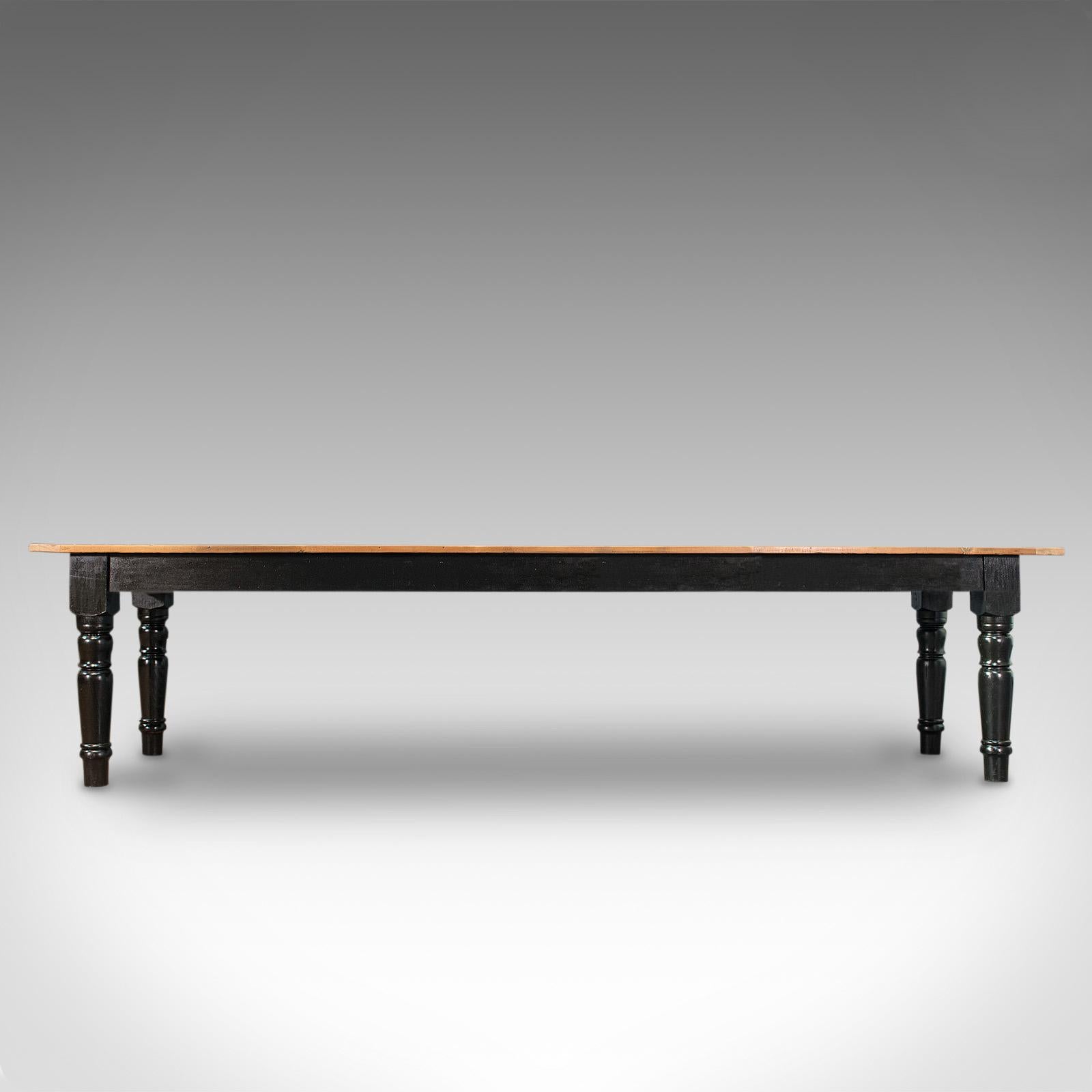 19th Century Large Antique Farmhouse Dining Table, English, Pine, Kitchen, Victorian, C.1900