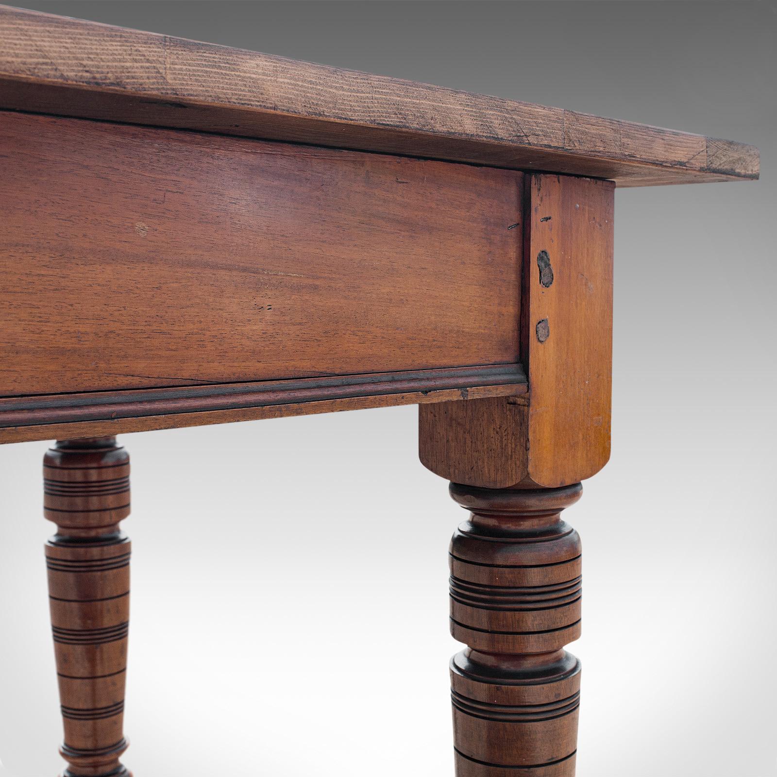 Large Antique Farmhouse Table, English, Mahogany, Pine, Dining, Kitchen, C.1900 5