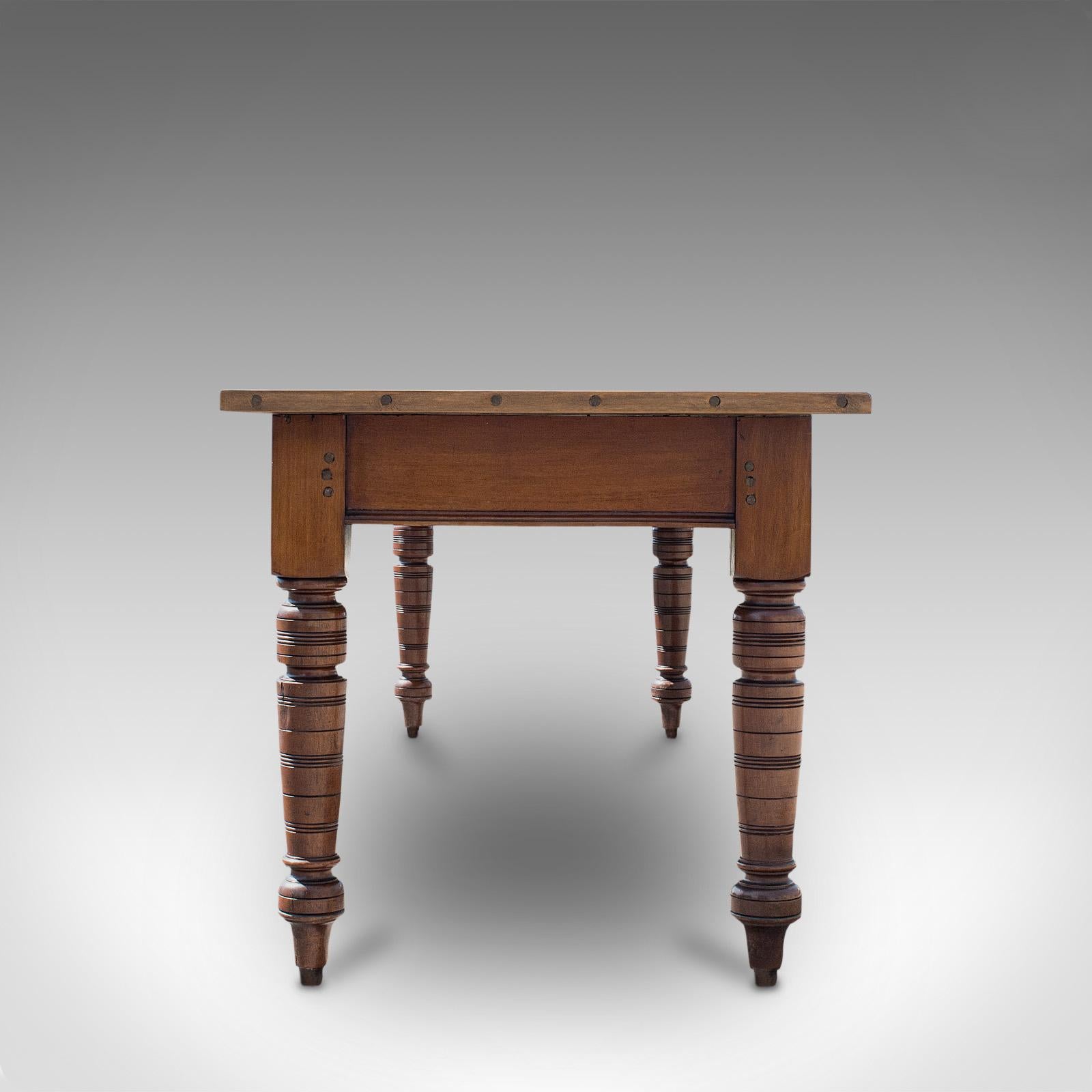 British Large Antique Farmhouse Table, English, Mahogany, Pine, Dining, Kitchen, C.1900