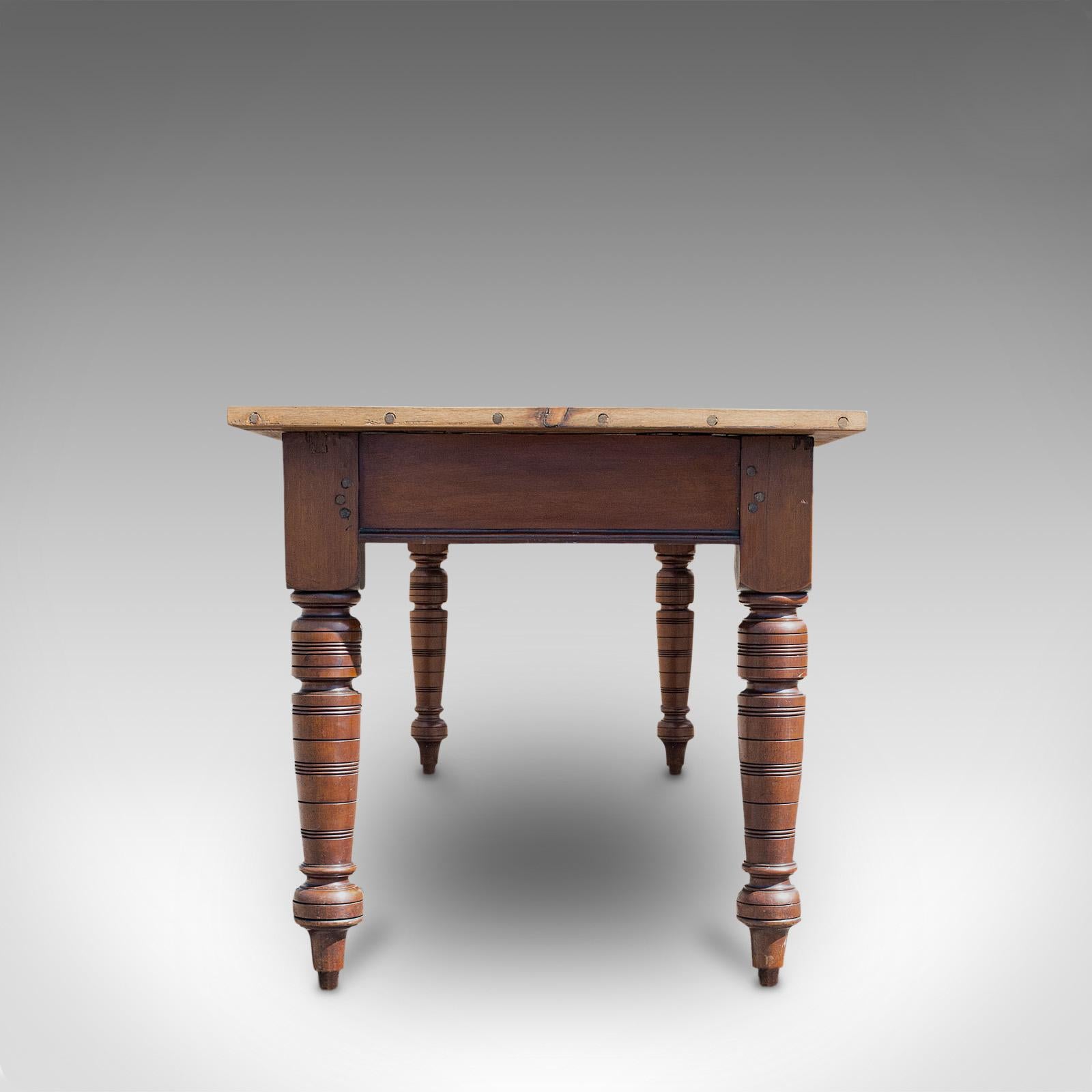 Large Antique Farmhouse Table, English, Mahogany, Pine, Dining, Kitchen, C.1900 In Good Condition In Hele, Devon, GB