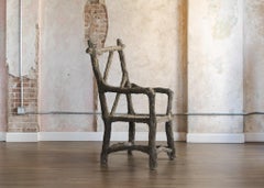 Grande sedia antica in finto bois