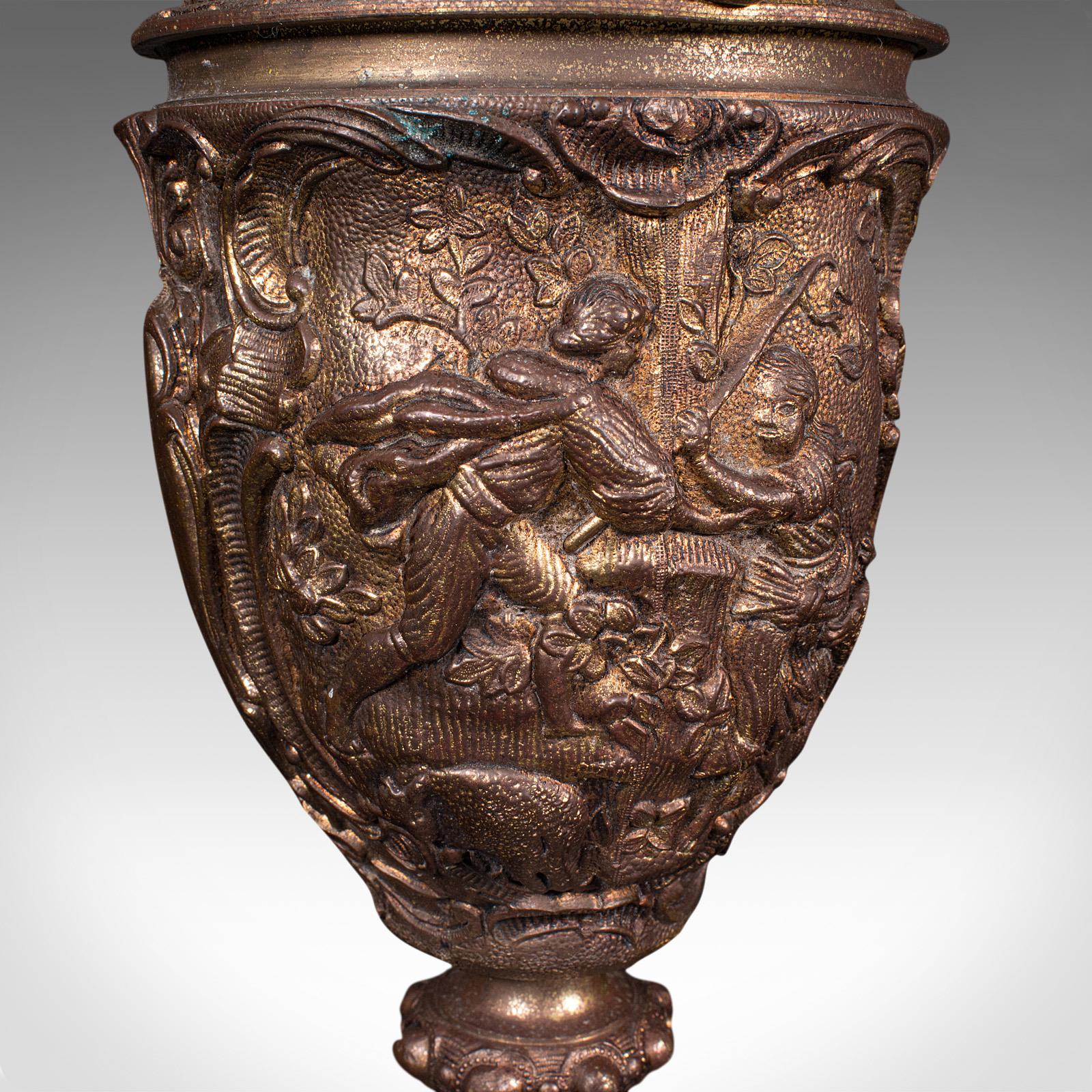 Grande lampe d'exposition ancienne italienne, métal doré, marbre, lampe de bureau, victorienne en vente 5