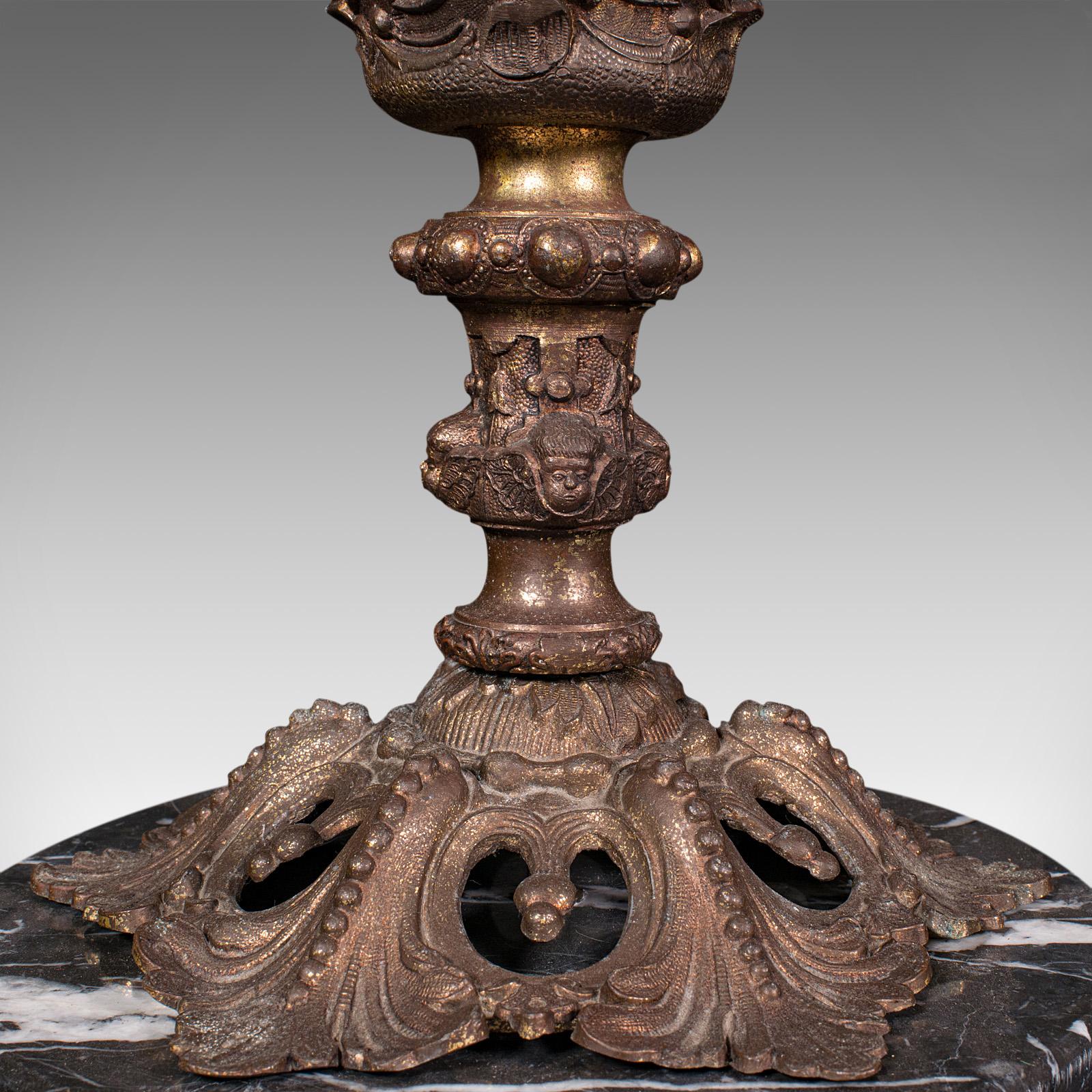 Grande lampe d'exposition ancienne italienne, métal doré, marbre, lampe de bureau, victorienne en vente 7