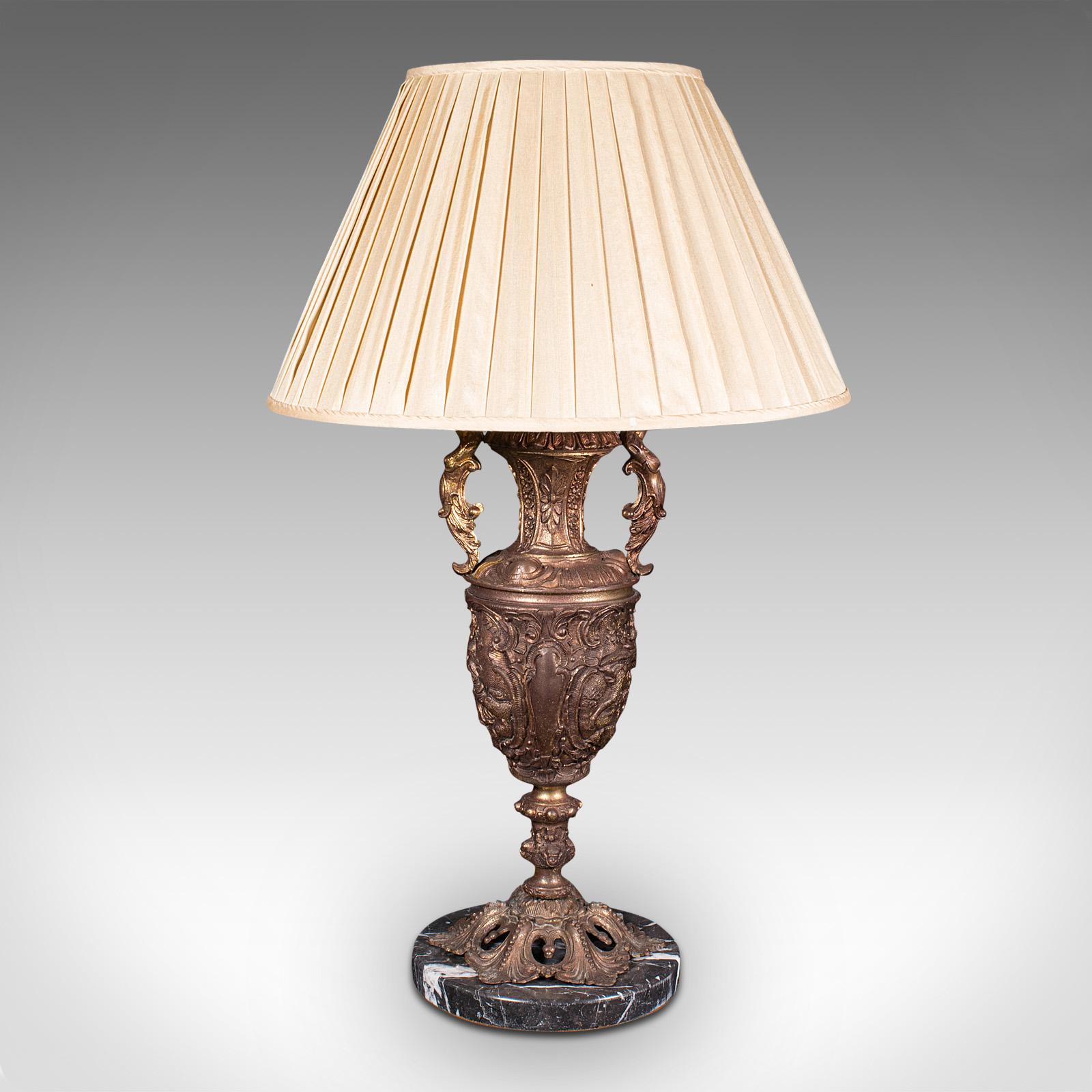 Grande lampe d'exposition ancienne italienne, métal doré, marbre, lampe de bureau, victorienne Bon état - En vente à Hele, Devon, GB
