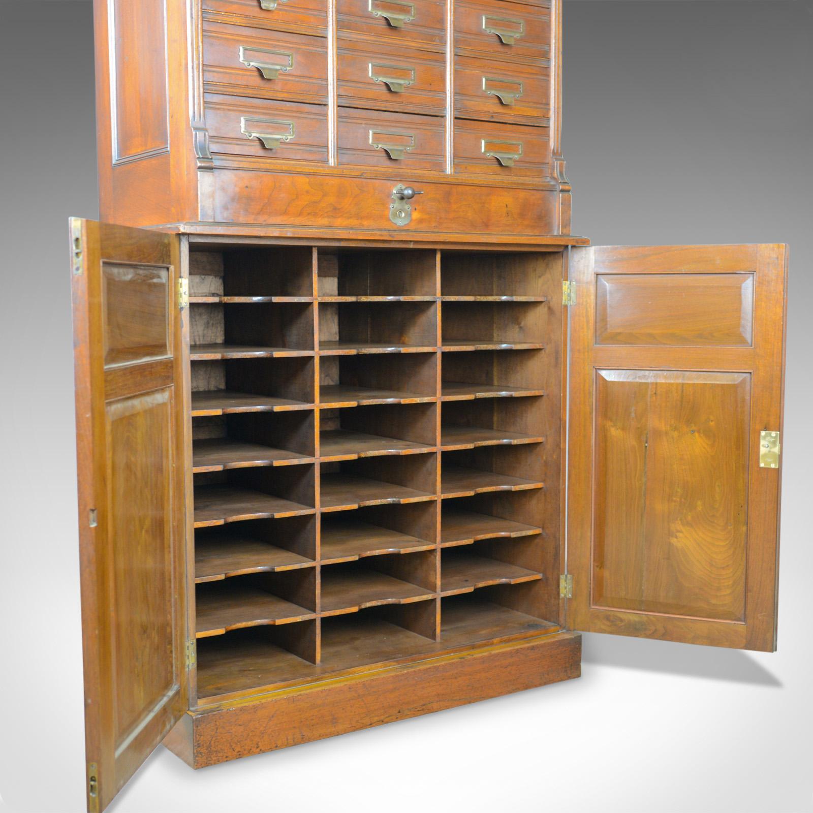 Large Antique Filing Cabinet, English, Edwardian, Walnut, Shannon File Co. 4