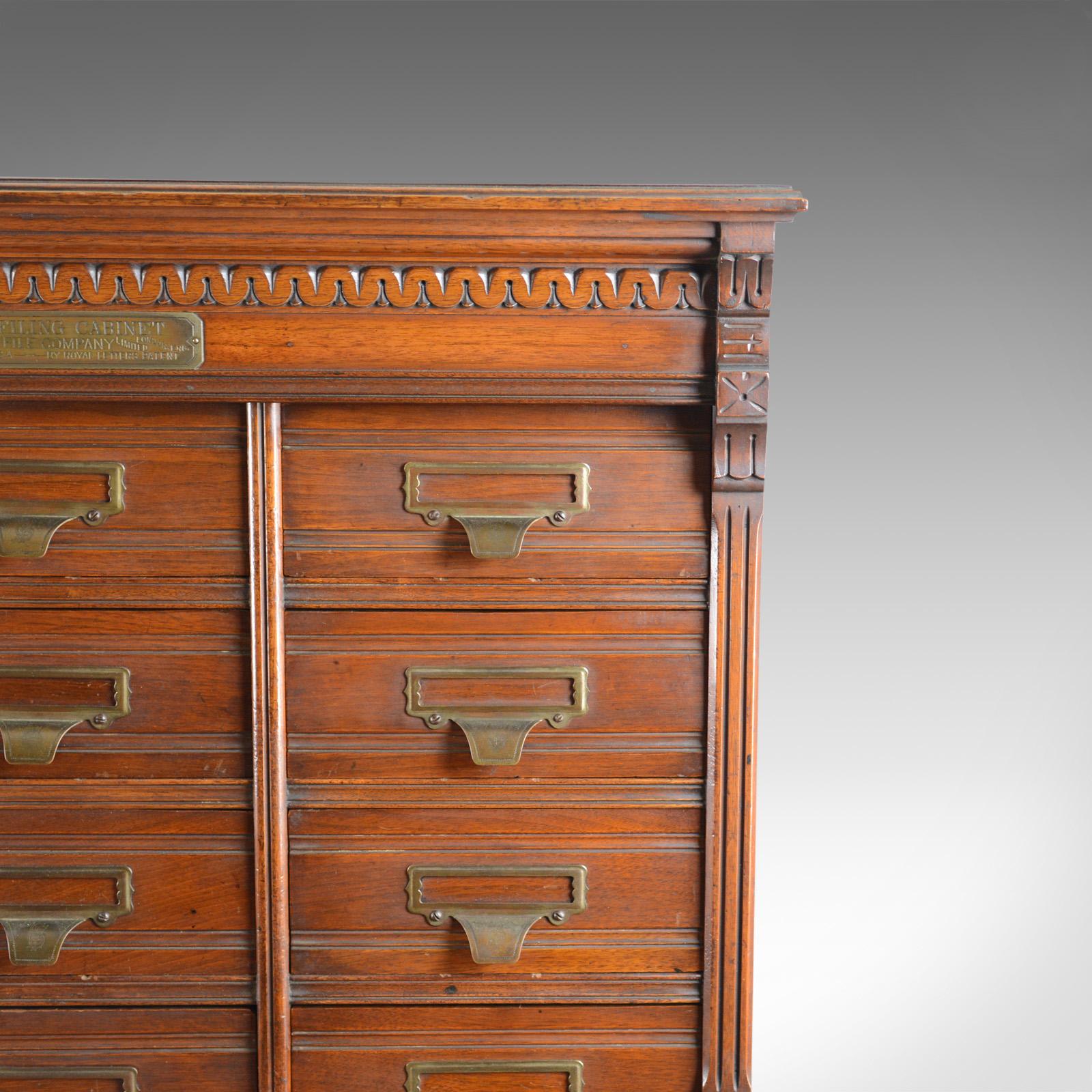 Large Antique Filing Cabinet, English, Edwardian, Walnut, Shannon File Co. In Good Condition In Hele, Devon, GB