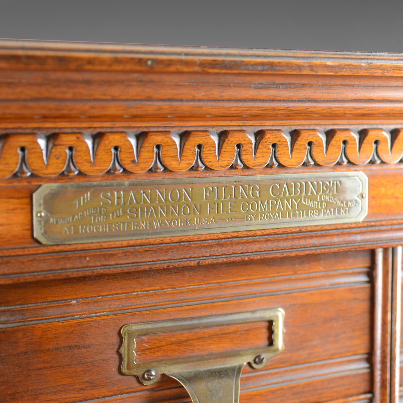 20th Century Large Antique Filing Cabinet, English, Edwardian, Walnut, Shannon File Co.