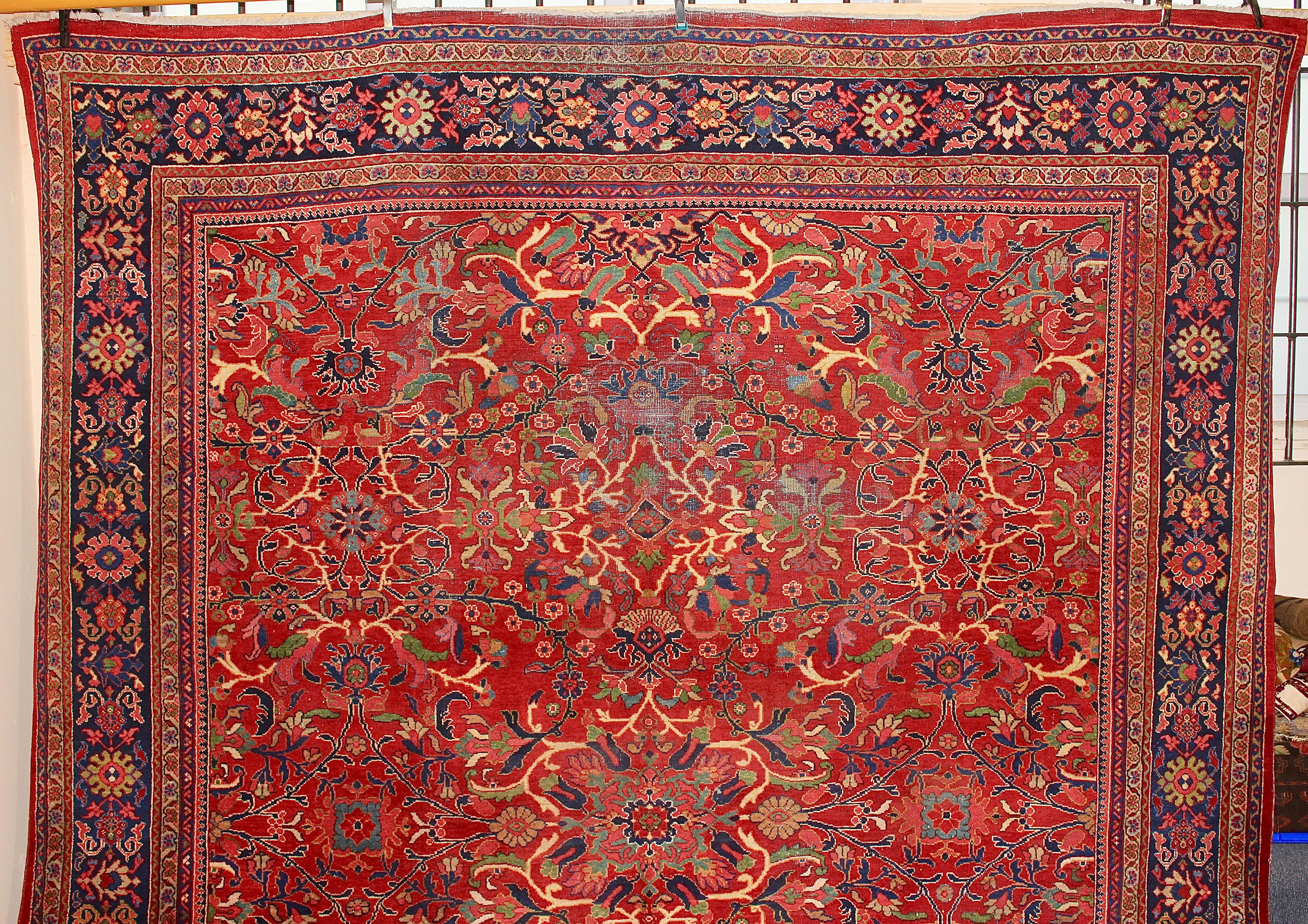 High quality, large antique orient rug. Carpet.

Hand knotted. Strong natural colors. Beautiful pattern.
The carpet is in an age-related condition.
Partly traces of wear.

The images are part of the article description.

On request, we clean