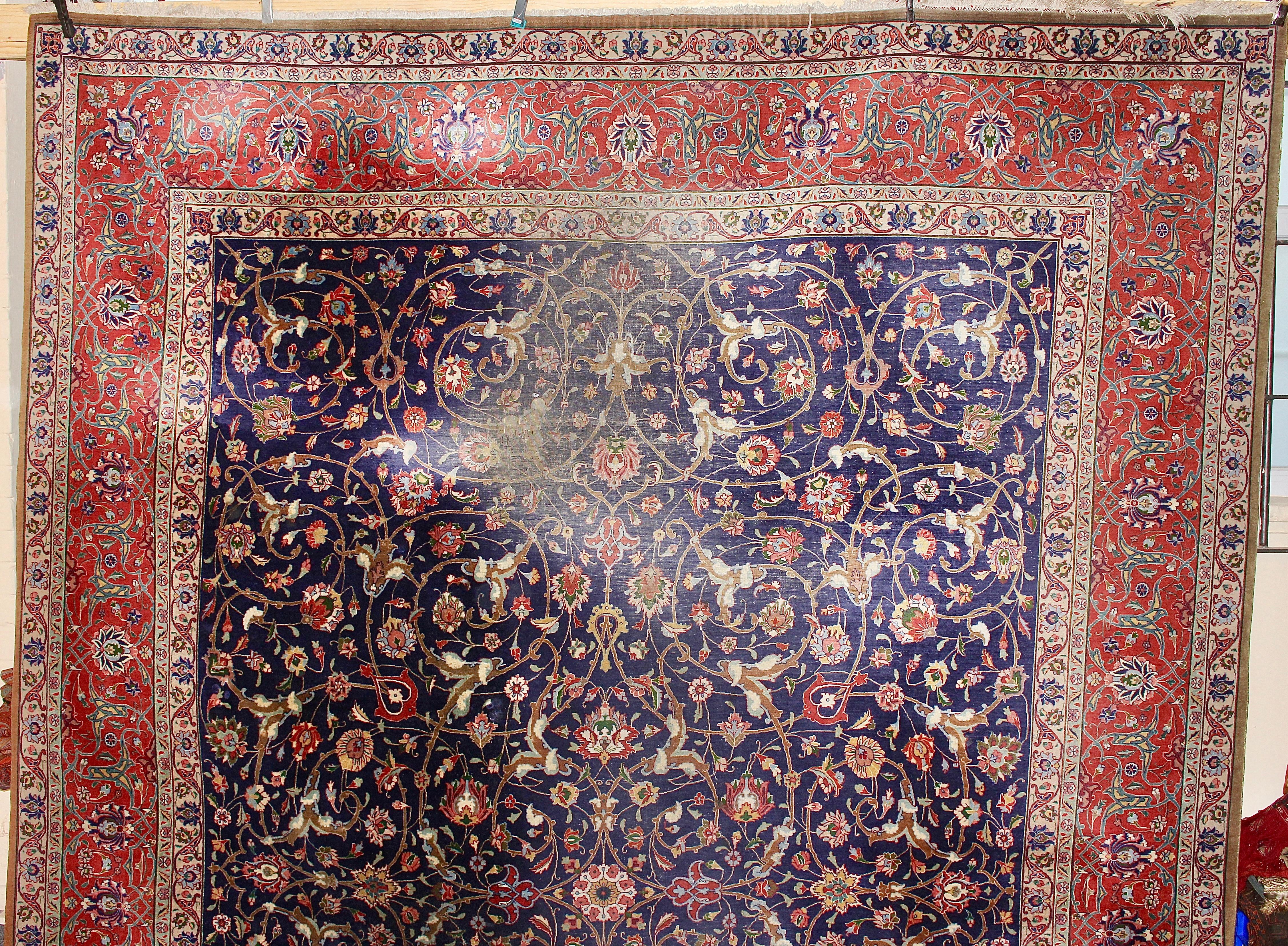 Large, Antique fine Orient Rug, Carpet, Hand Knotted In Fair Condition For Sale In Berlin, DE