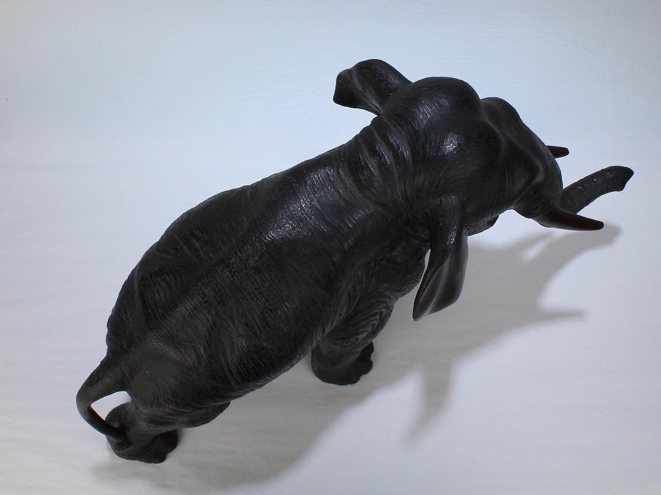 Large Antique Finely Cast Japanese Meiji Period Bronze Elephant Sculpture 9