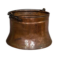 Large, Antique Fire Bucket, English, Copper, Fireside, Log, Cauldron, Georgian
