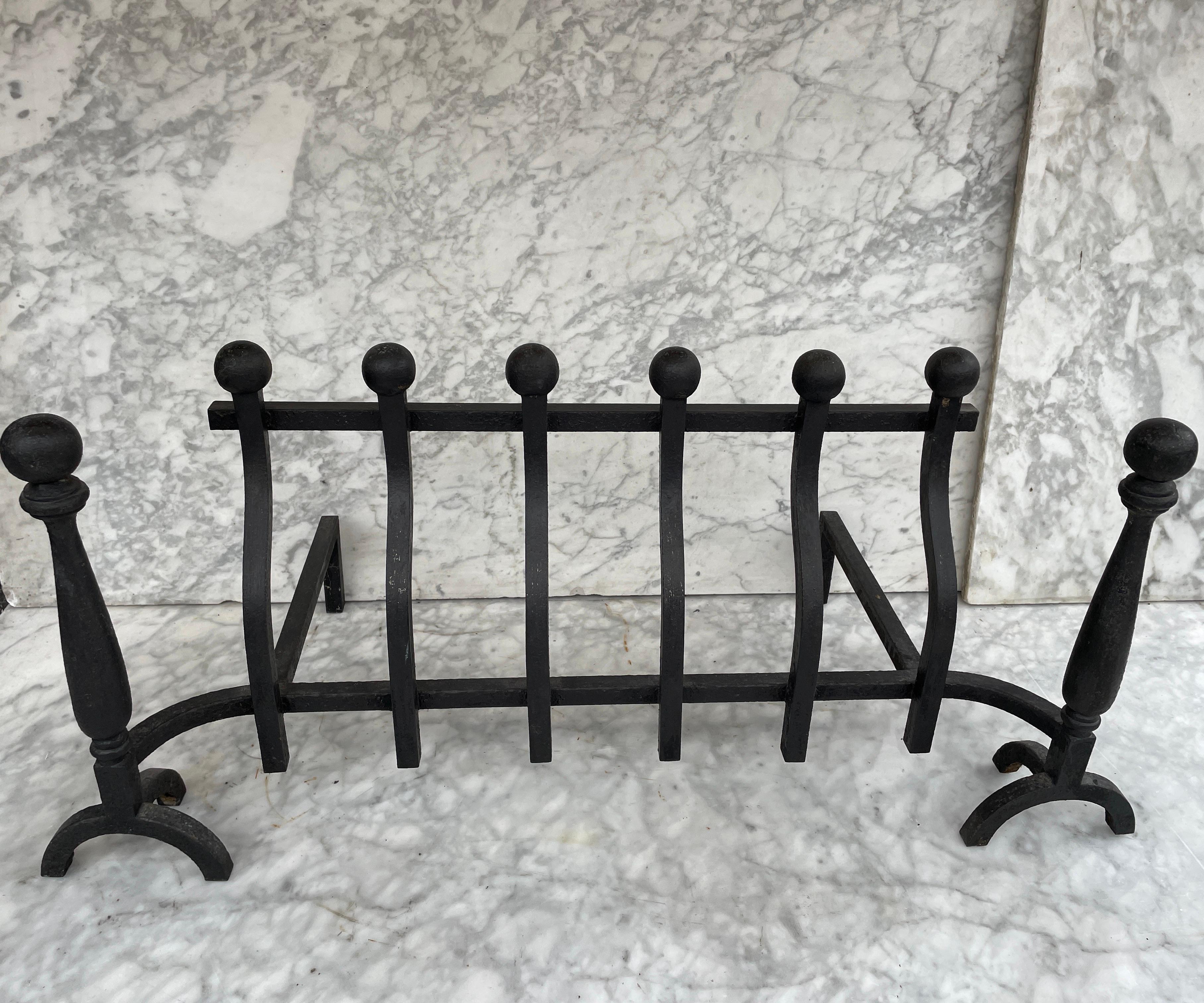 French Large Antique Fireplace Grate or Basket For Sale
