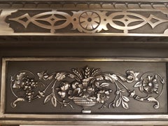 Large Antique Fireplace Insert with Original Tiles and Polished Details