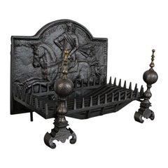 Large Antique Fireplace Set, Fireside, Lord Fairfax, Grate, Andirons, Victorian
