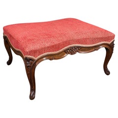 Large Antique Fireside Stool, English, Walnut, Footstool, Victorian, Circa 1850