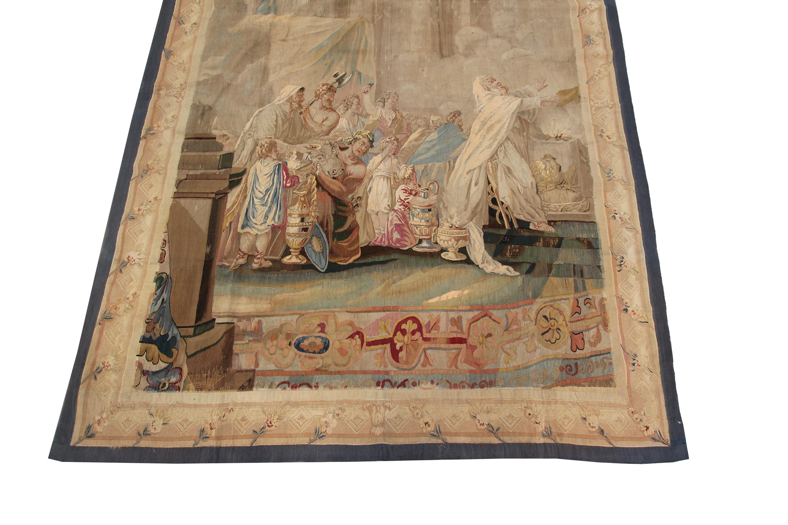 Belgian Large Antique Flemish Tapestry 18th Century Tapestry Wool & Silk