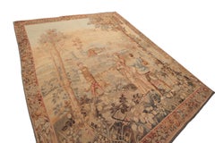 Große antike flämische Tapisserie Antike Tapisserie Verdure Wolle & Seide 1850