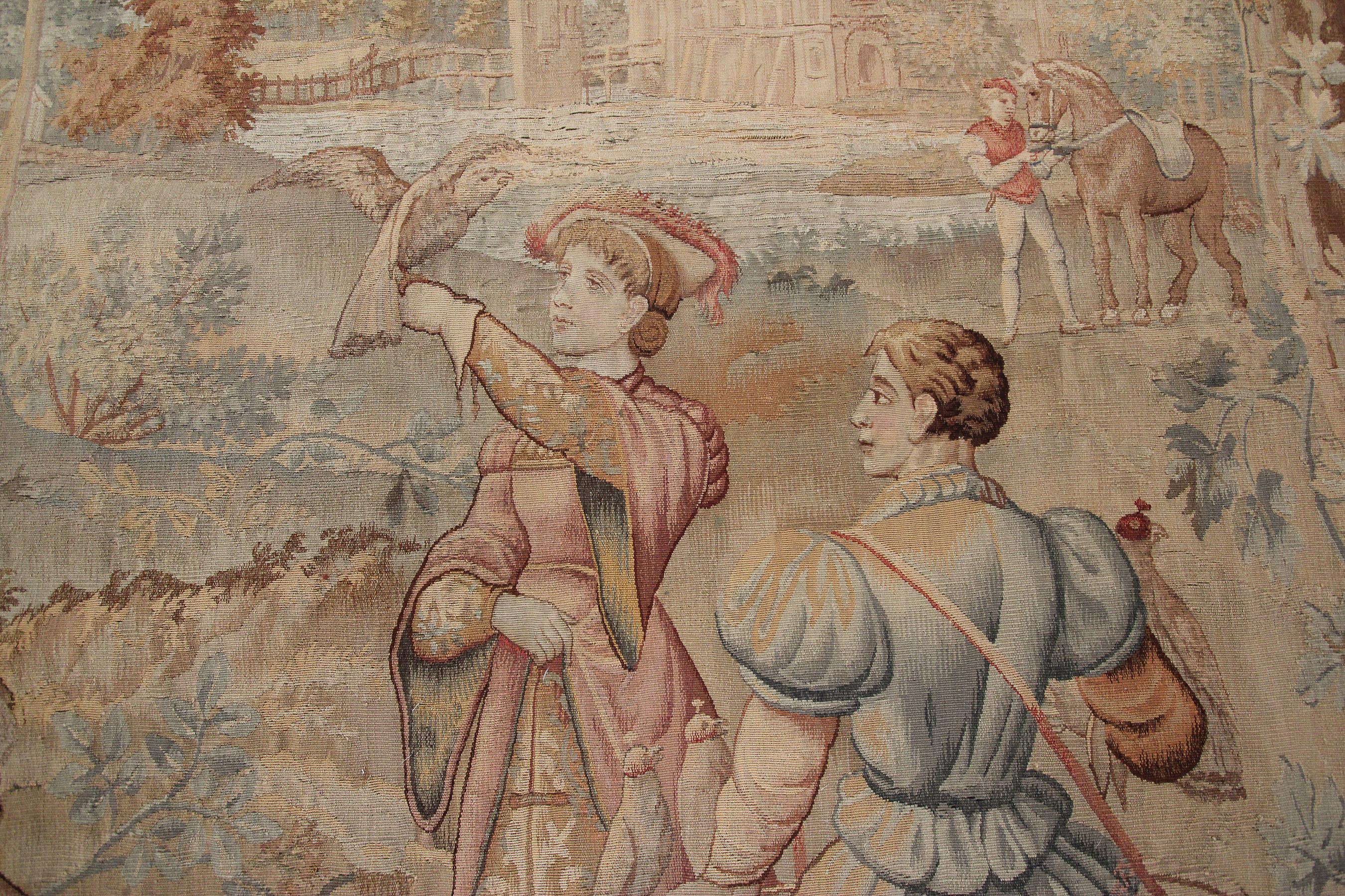 Große antike flämische Tapisserie Antike Tapisserie Verdure Wolle & Seide 1850 im Angebot 1