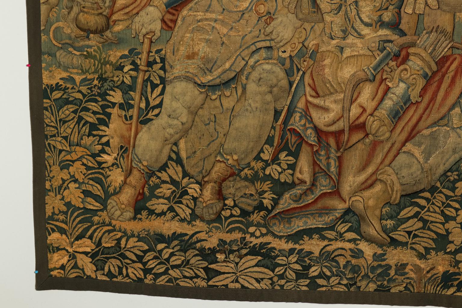 European Large Antique Flemish Tapestry For Sale