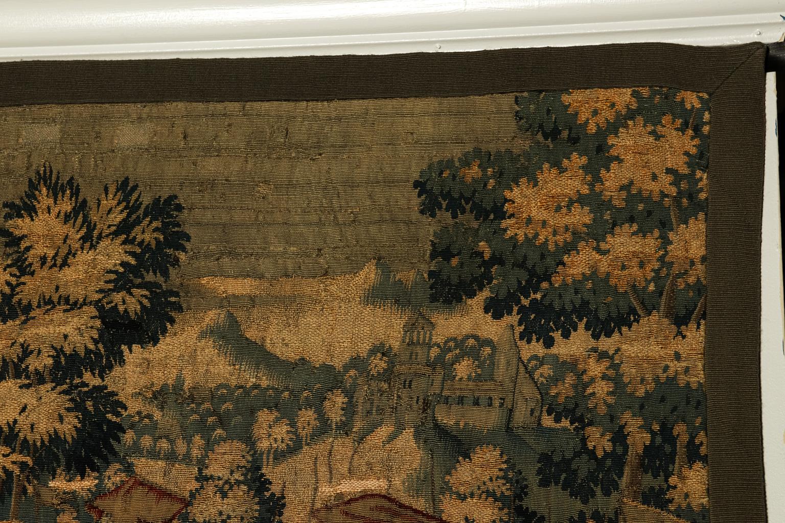 Wool Large Antique Flemish Tapestry For Sale