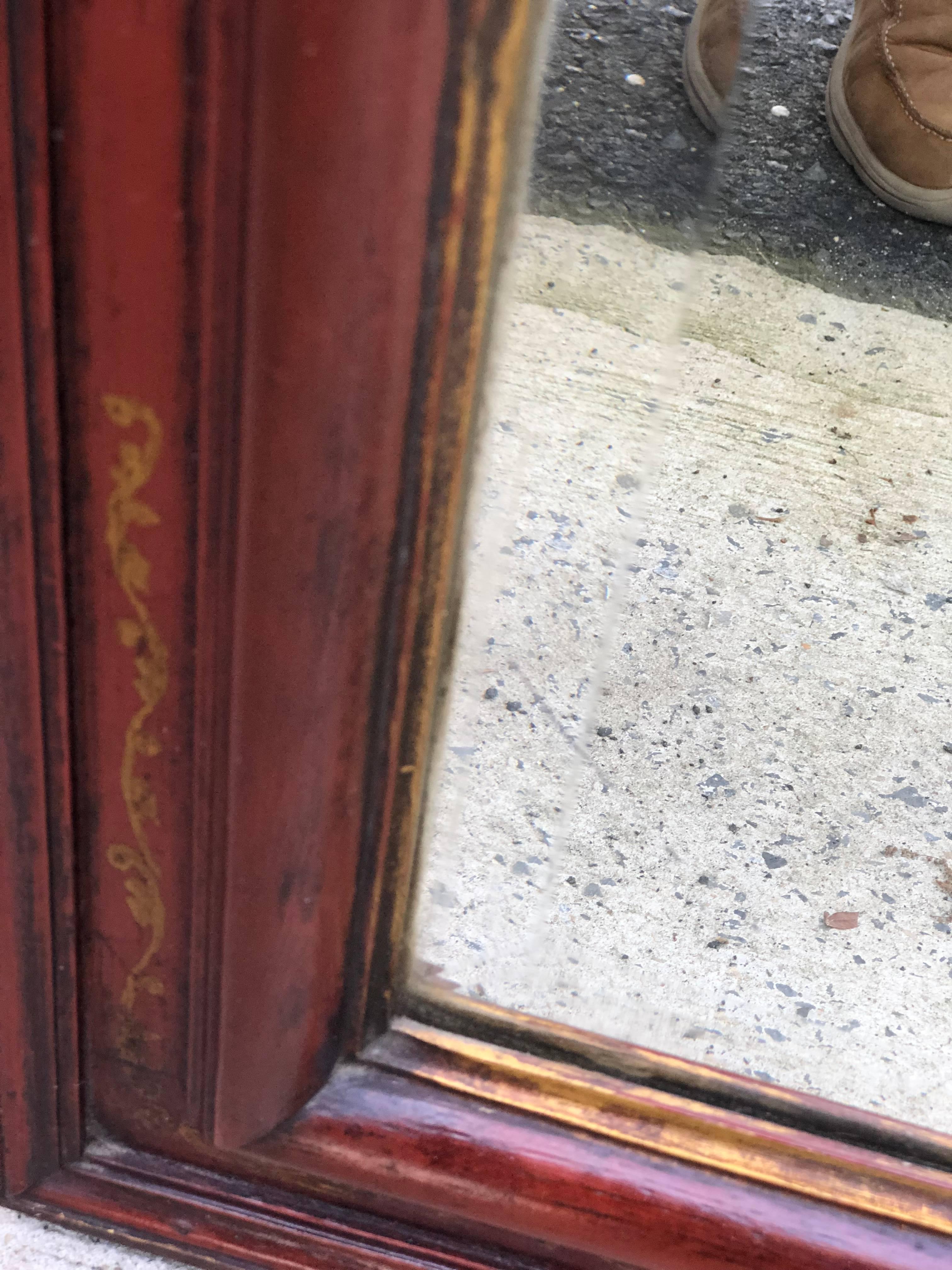 Large Antique Floor Mirror with Bevelled Mirror Glass 2