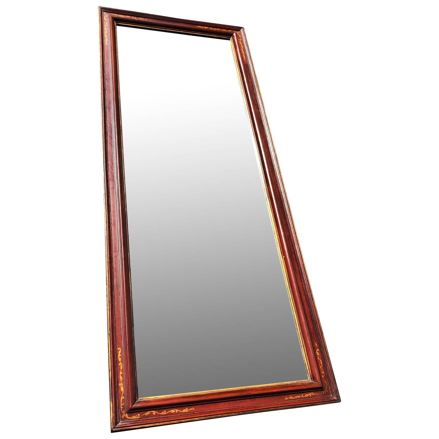 Large antique floor mirror with bevelled mirror glass
Mirror could also be used as a large horizontal wall mirror.

