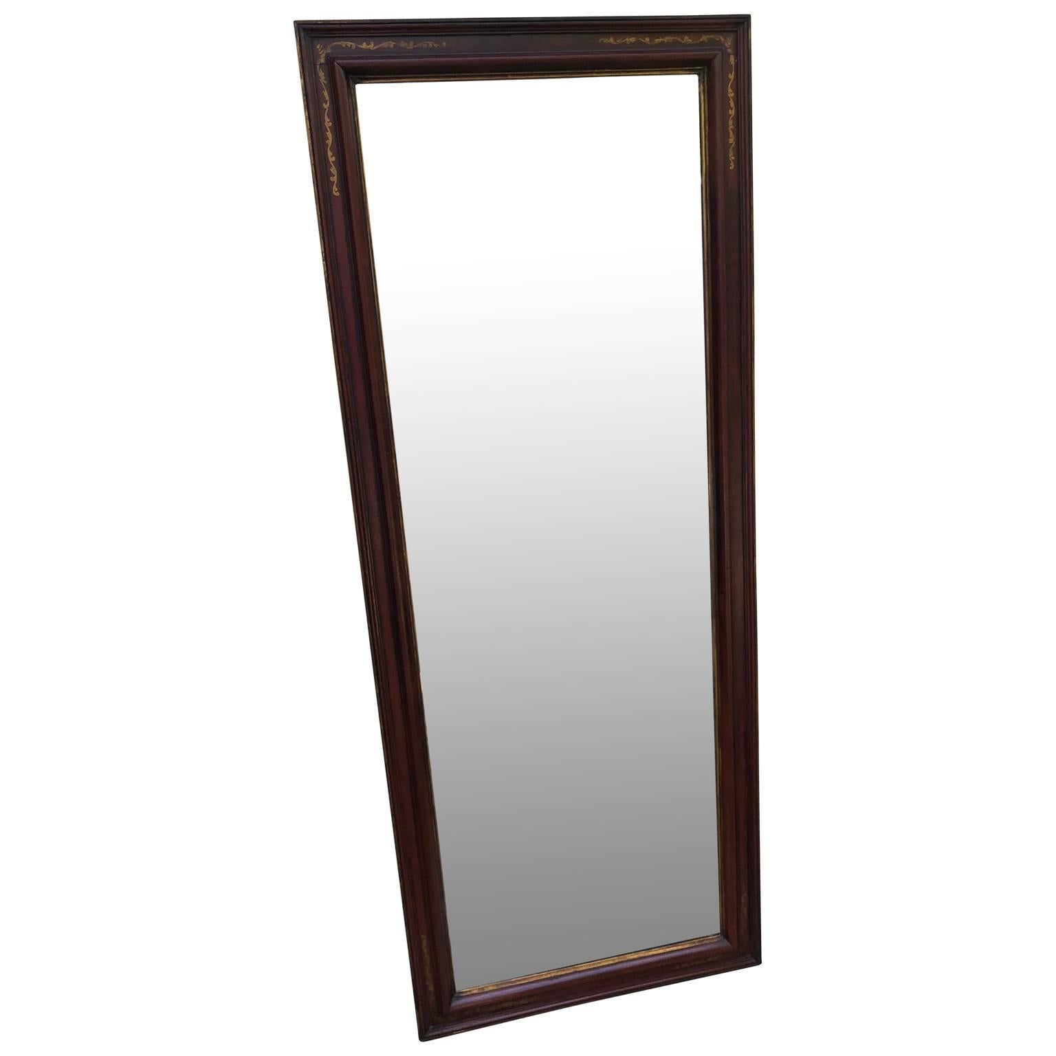 Empire Large Antique Floor Mirror with Bevelled Mirror Glass
