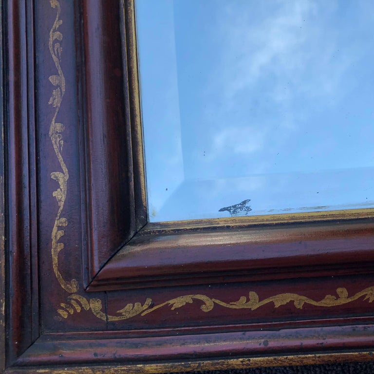 Large Antique Floor Mirror with Bevelled Mirror Glass For Sale at 1stDibs