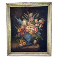 Large Antique Floral Still Life on Board