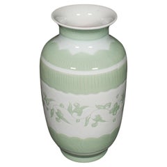 Large Antique Flower Bouquet Vase, Chinese, Celadon Ceramic Urn, Victorian, 1900