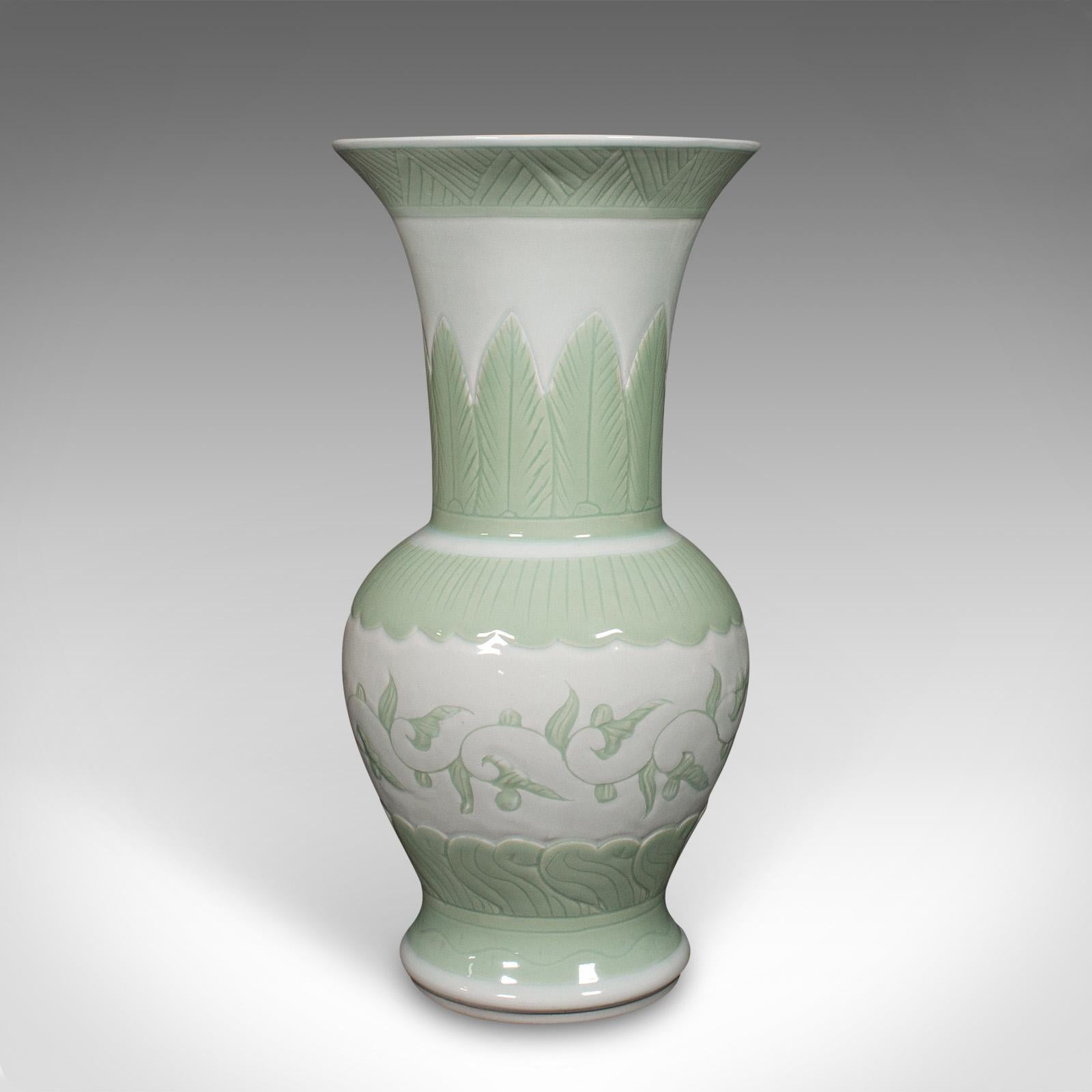 Grande urne à fleurs chinoise en céramique céladon, victorienne, 1900 Bon état - En vente à Hele, Devon, GB