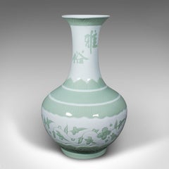 Large Antique Flower Vase, Chinese, Celadon, Ceramic, Baluster Urn, Victorian