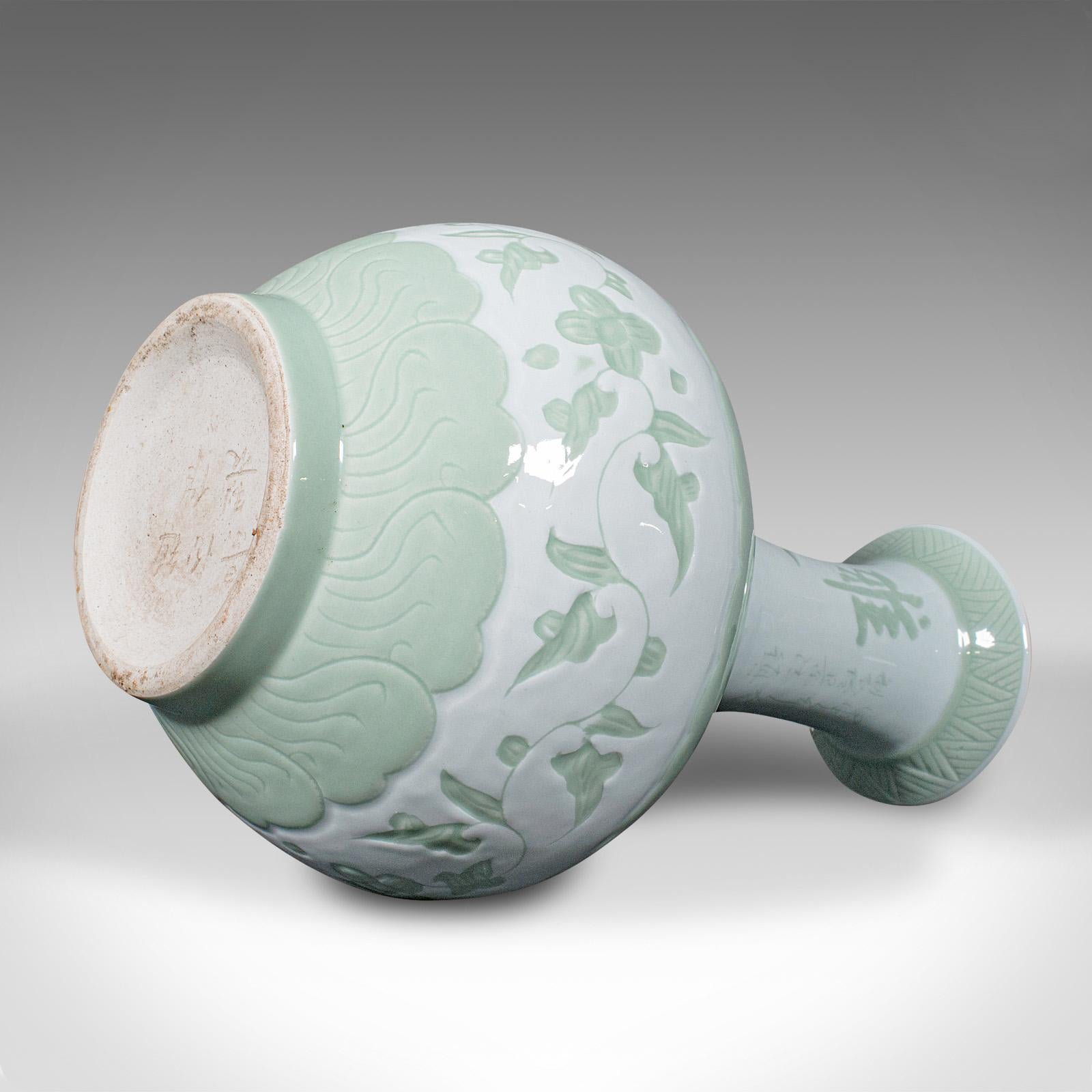 Ceramica Grande vaso da fiori antico, cinese, celadon, ceramica, urna a balaustro, vittoriano in vendita