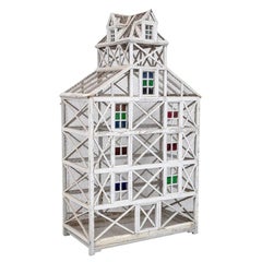 Large Retro Folk Art Dovecote in Gray Paint 