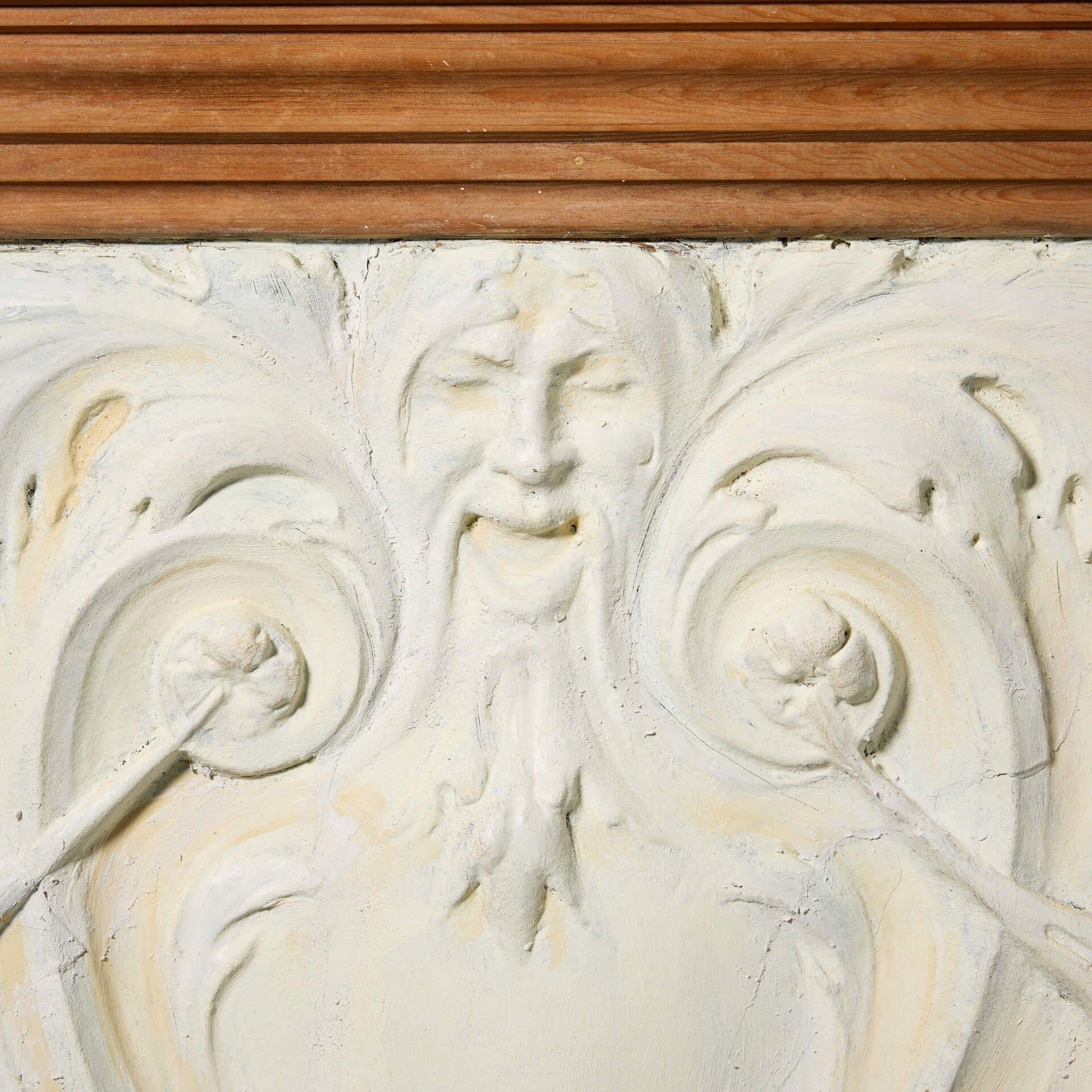 Victorian Large Antique Framed English Theatre Plaster Panel For Sale