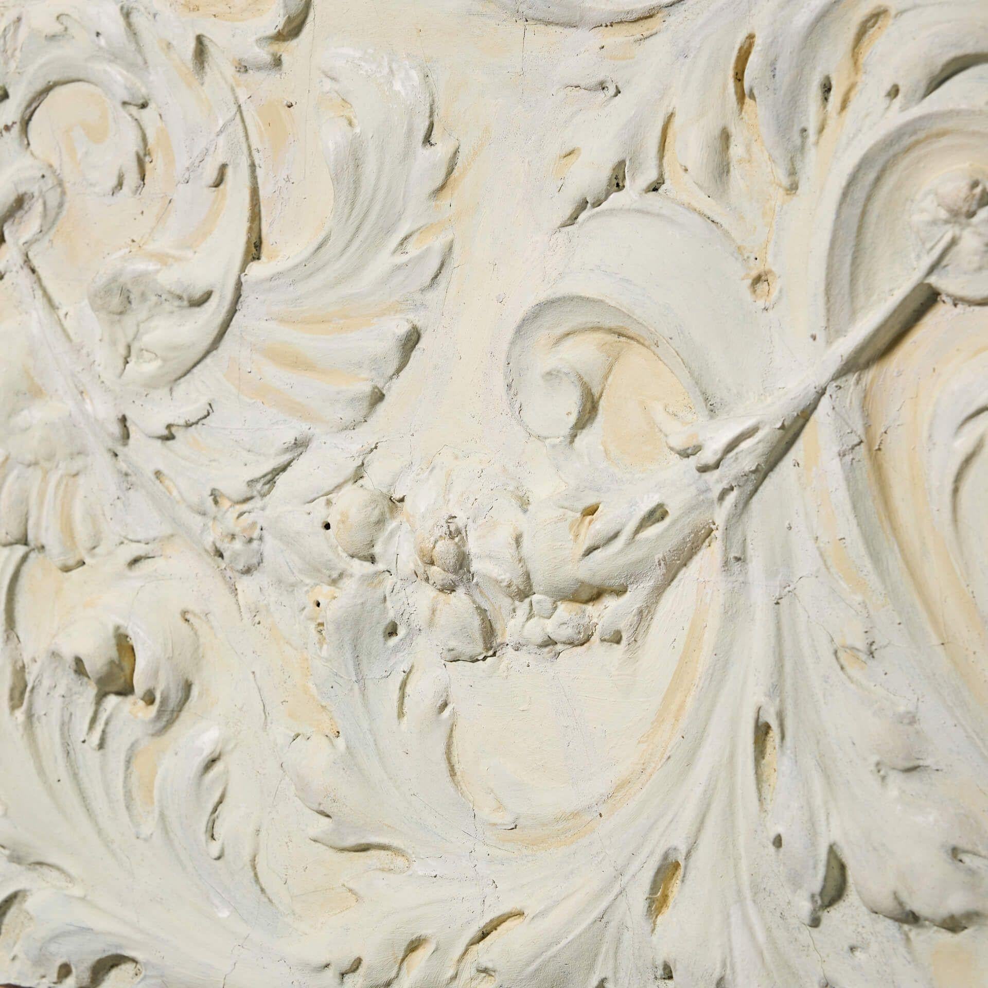 Painted Large Antique Framed English Theatre Plaster Panel For Sale