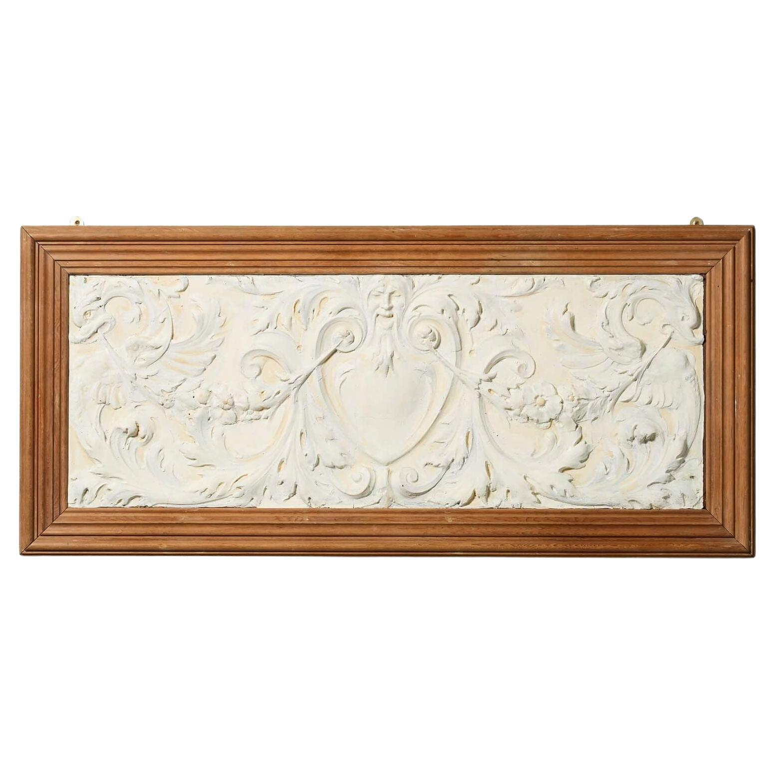 Large Antique Framed English Theatre Plaster Panel