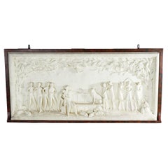 Large Antique Framed Figural Plaster Grouping In High Relief, Farm Scene, c1920