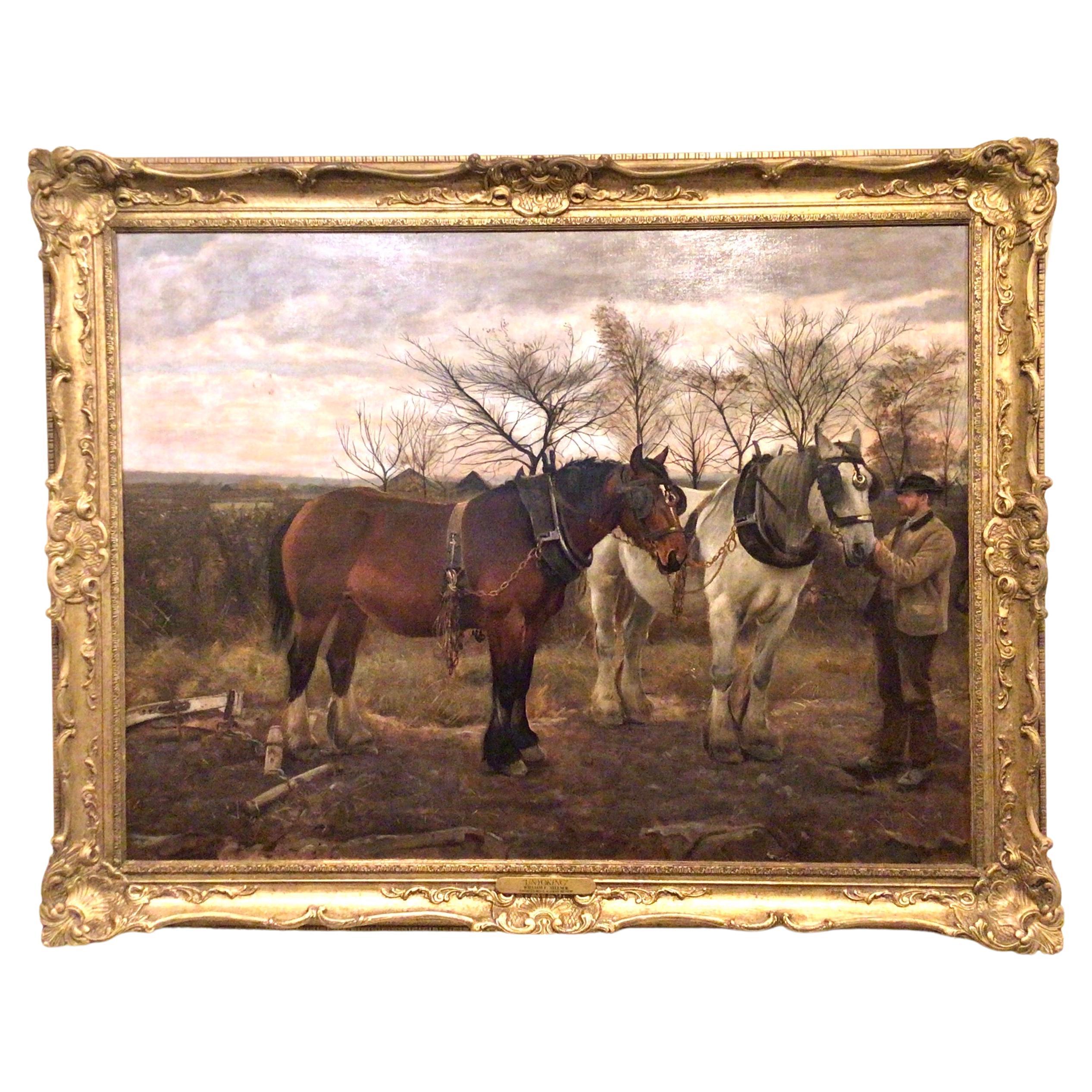 Large Antique Framed Oil Painting by W E Millner 1887