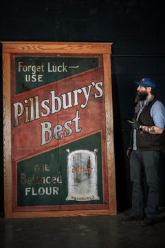Large Antique Framed Pillsbury's Best Flour Sign