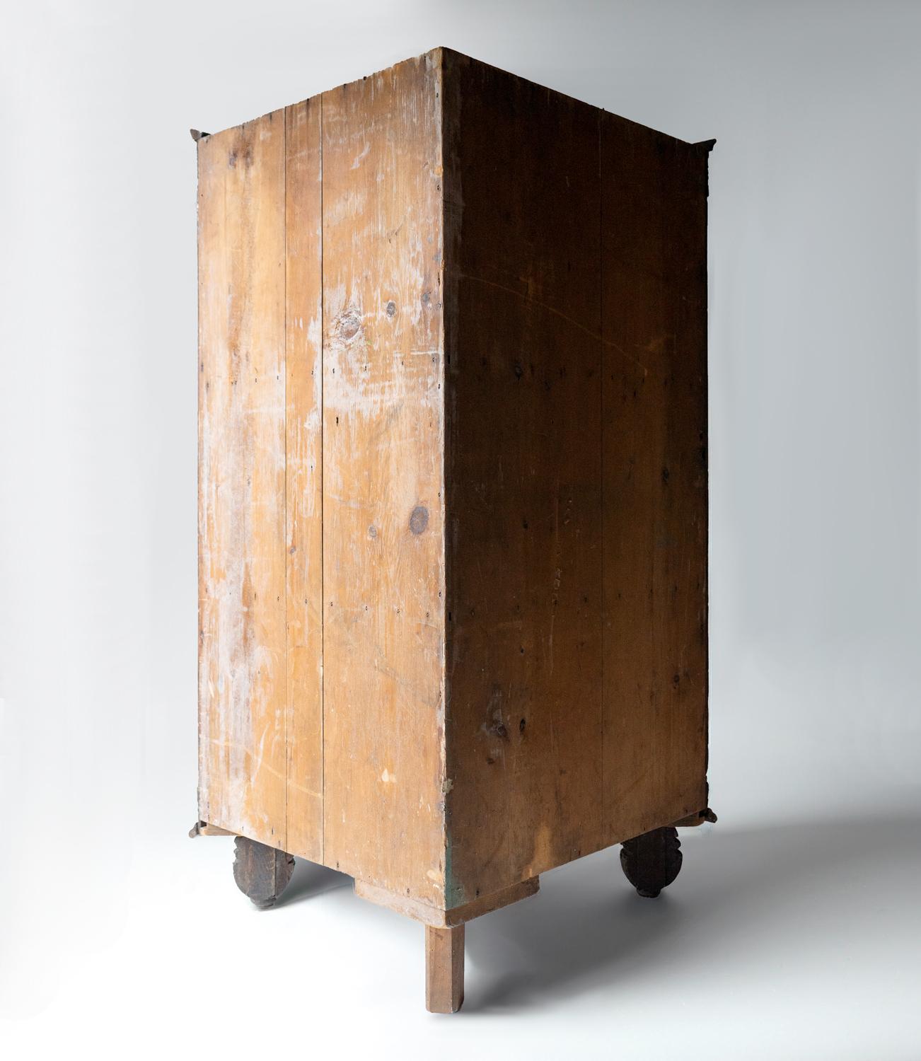 Large Antique Freestanding Carved Oak Corner Cabinet Cupboard, 17th Century 1