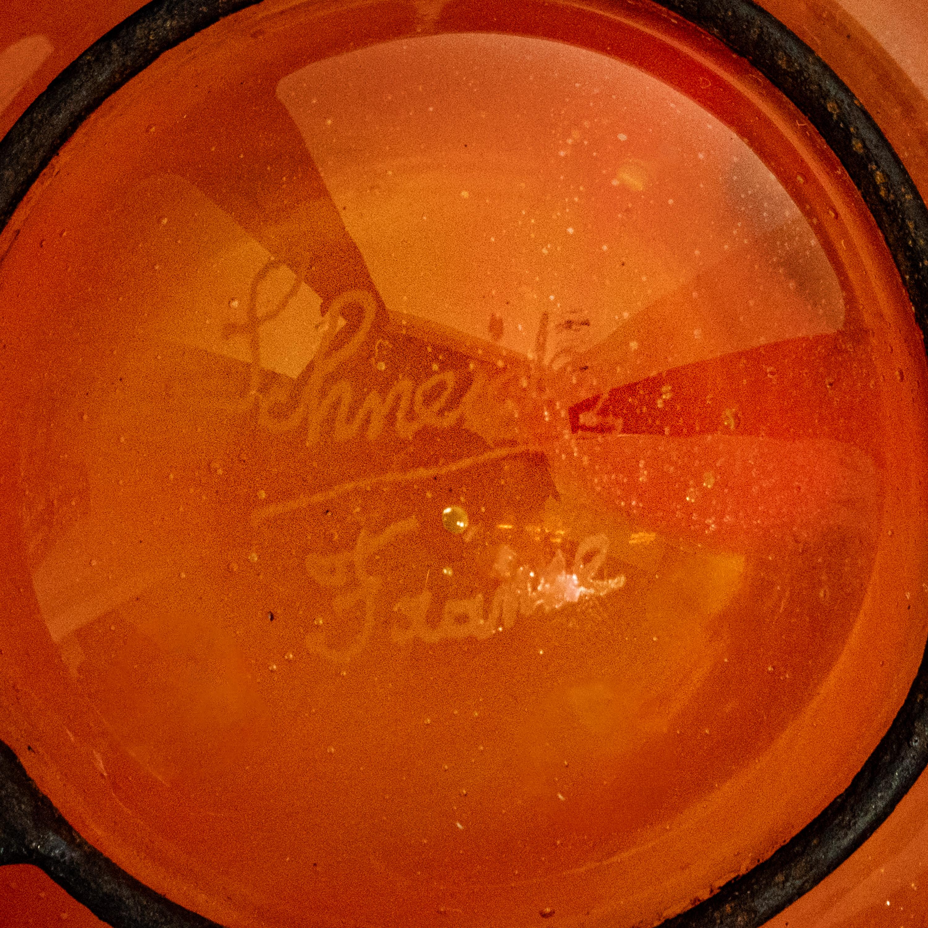 Grand bol en verre Charles Bowling ancien, français, Art Déco, Stand en fer 1920 en vente 7