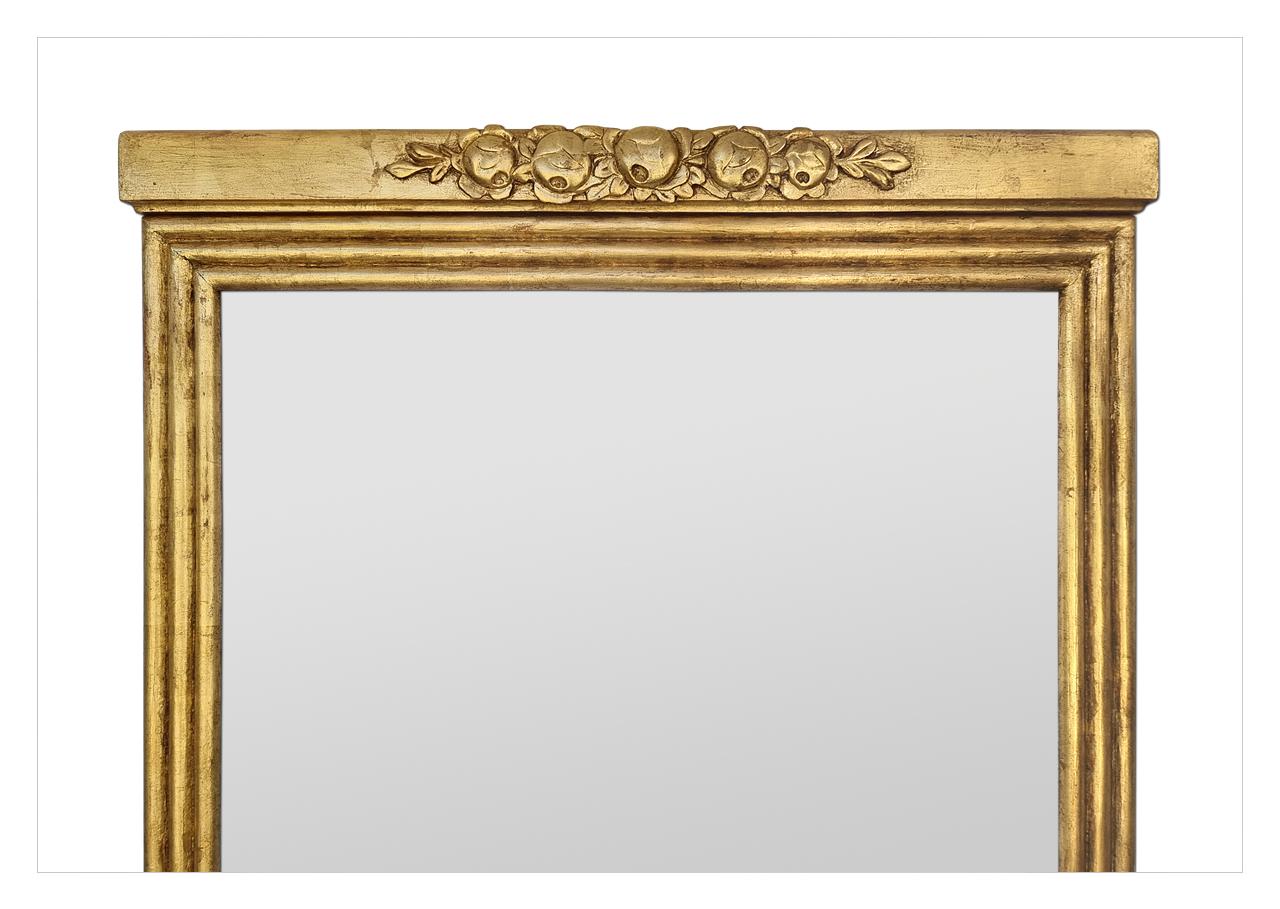 Carved Large Antique French Art Nouveau Style Giltwood Mantel Mirror, circa 1900 For Sale