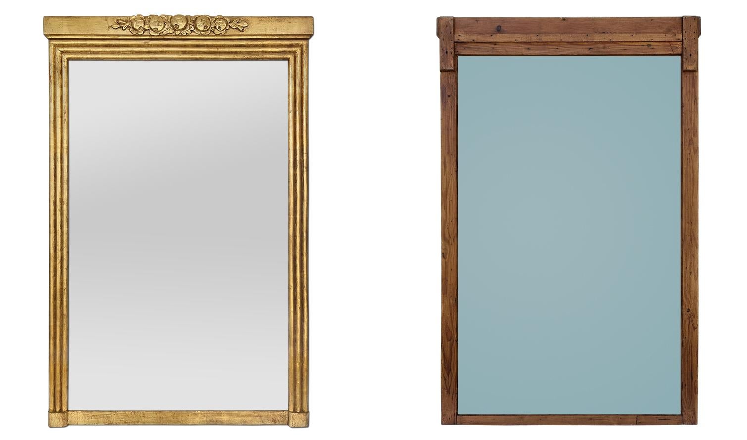 Grand miroir de cheminée ancien en bois doré de style Art Nouveau français, vers 1900 Bon état - En vente à Paris, FR
