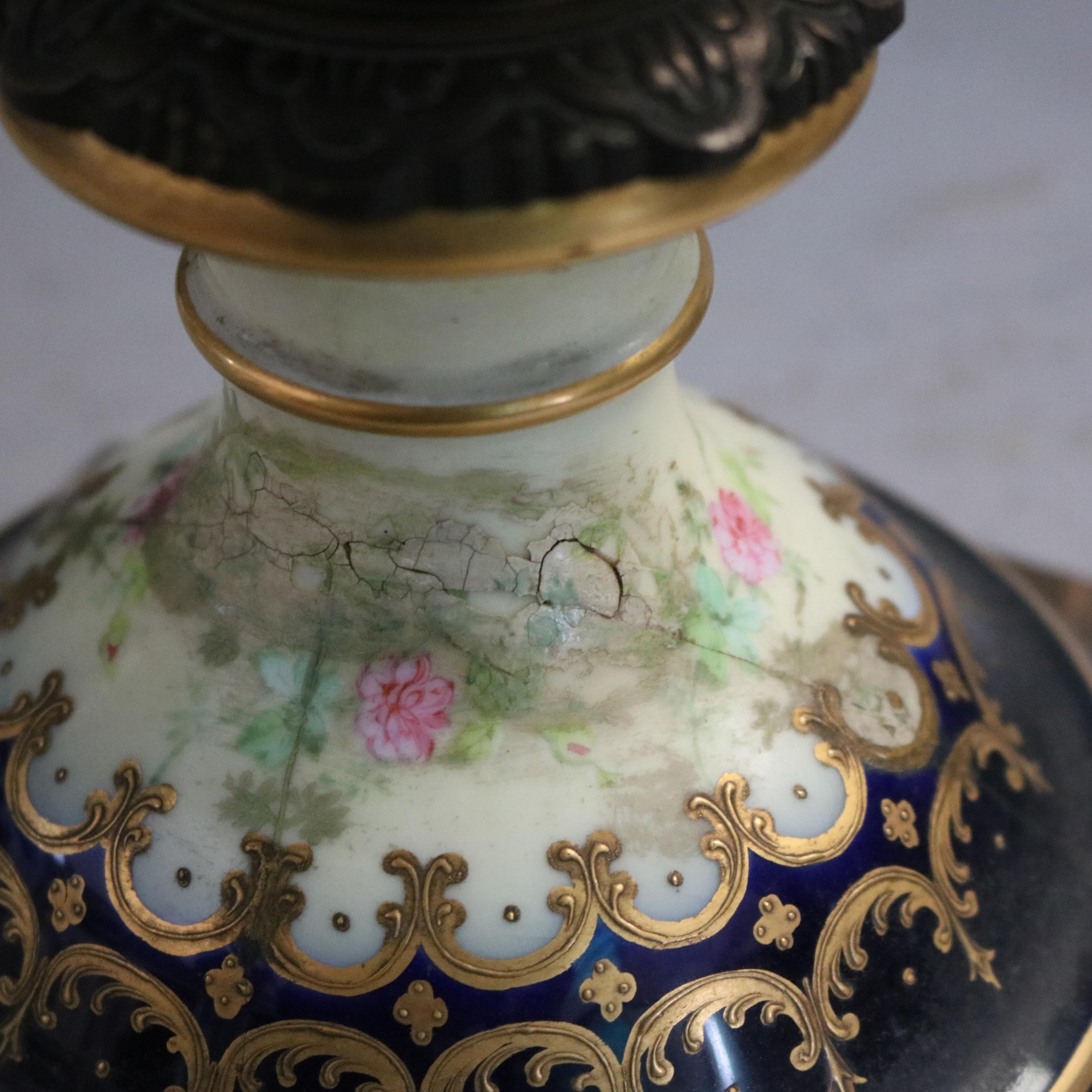 Large Antique French Atttr Sevres Hand Painted Porcelain & Ormolu Urn 19th C 8